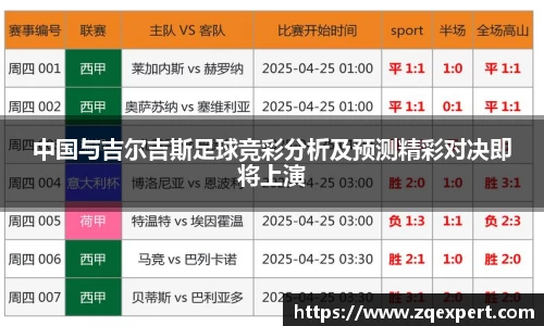 中国与吉尔吉斯足球竞彩分析及预测精彩对决即将上演